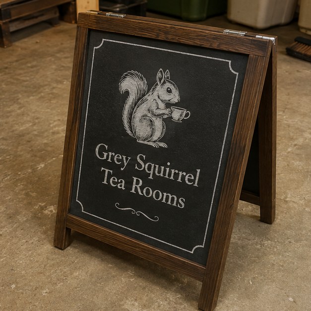 A-frame signs with logo — customer photo